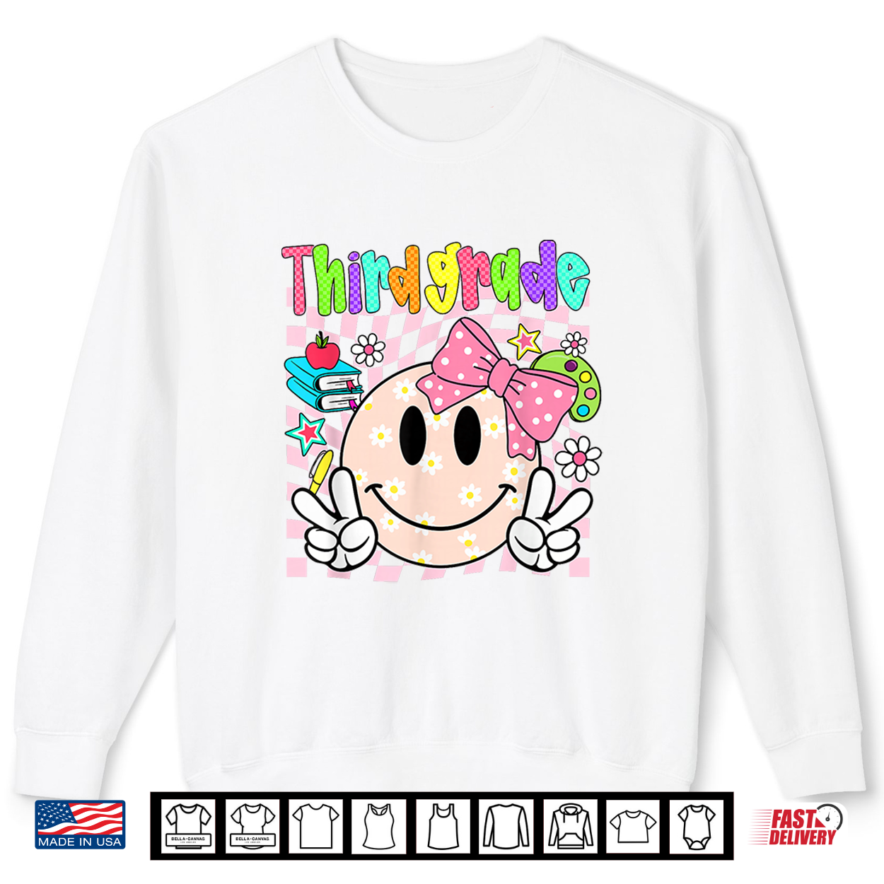 Preppy 3Rd Grade Back To School Cute Smile Face Teacher Shirt Preppy 3Rd Grade Back To School Cute Smile Face Teacher Shirt