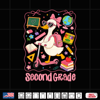 Design Preppy 2nd Grade Back to School Cute Goose Teacher Shirt