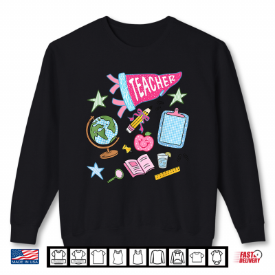 Sweatshirt Preppy Coquette Teacher Pennant Back to School Supplies Shirt