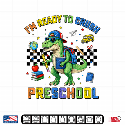 Design Preschool Dinosaur Dino T rex Back to School Kid Shirt