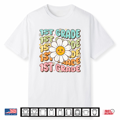 Retro Groovy 1St Grade Daisy Back To School Teacher Shirt