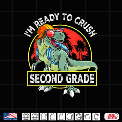 Design Ready to Crush 2nd Grade First Day of School Dinosaur Kid Shirt