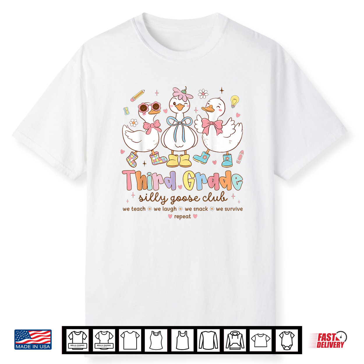 Third Grade Goose Silly Teacher Funny Goose Back To School Shirt Third Grade Goose Silly Teacher Funny Goose Back To School Shirt