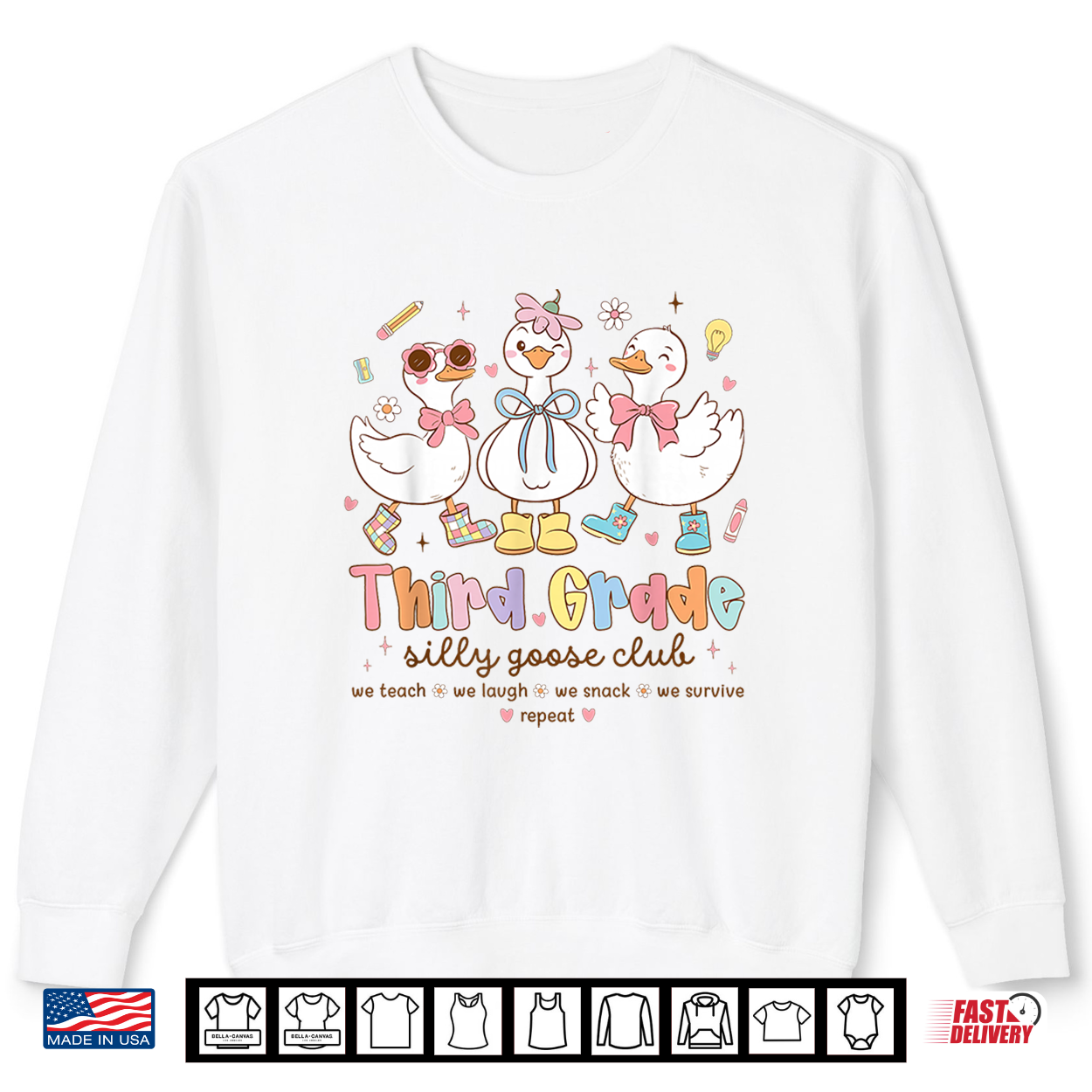 Third Grade Goose Silly Teacher Funny Goose Back To School Shirt Third Grade Goose Silly Teacher Funny Goose Back To School Shirt
