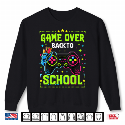 Sweatshirt Vintage Game Over Back to School Gaming Gift for Kid Shirt
