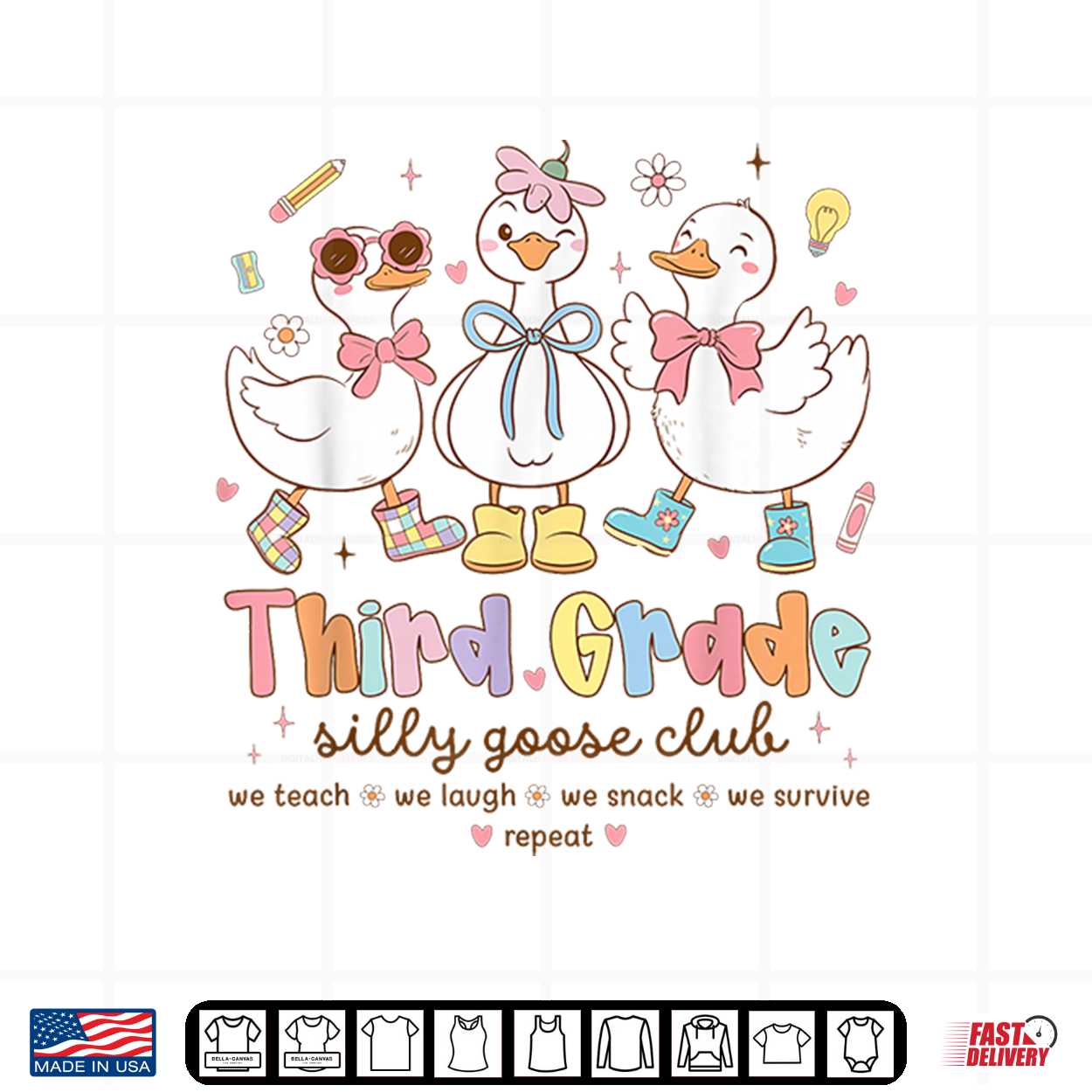 Third Grade Goose Silly Teacher Funny Goose Back To School Shirt Third Grade Goose Silly Teacher Funny Goose Back To School Shirt