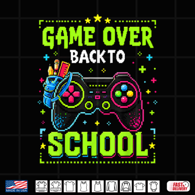 Design Vintage Game Over Back to School Gaming Gift for Kid Shirt