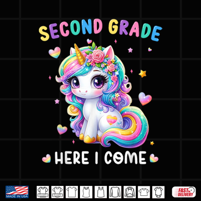 Second Grade Here I Come Cute Unicorn Back To School Shirt 4 Design Second Grade Here I Come Cute Unicorn Back to School Shirt