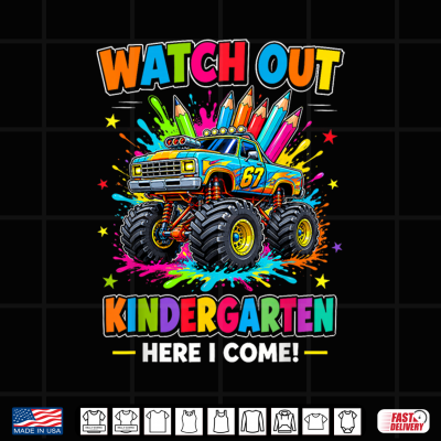 Design Watch Out Kindergarten Here I Come Truck Back to School Kid Shirt