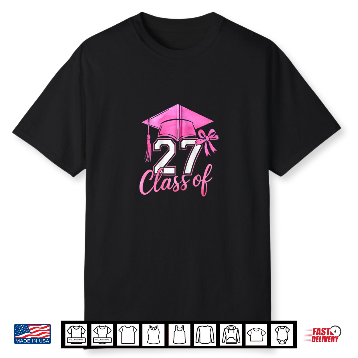 Cute Class Of 2027 Senior Pink Coquette Bow Women Girls Shirt Cute Class Of 2027 Senior Pink Coquette Bow Women Girls Shirt