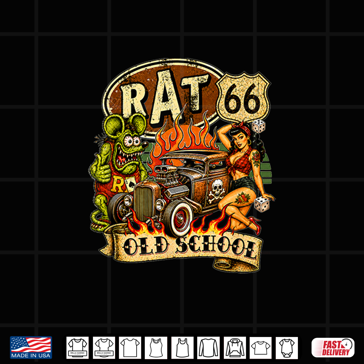 Rat Fink Pinup Girl Hot Rod Old School Highway 66 Retro Usa Shirt Rat Fink Pinup Girl Hot Rod Old School Highway 66 Retro Usa Shirt
