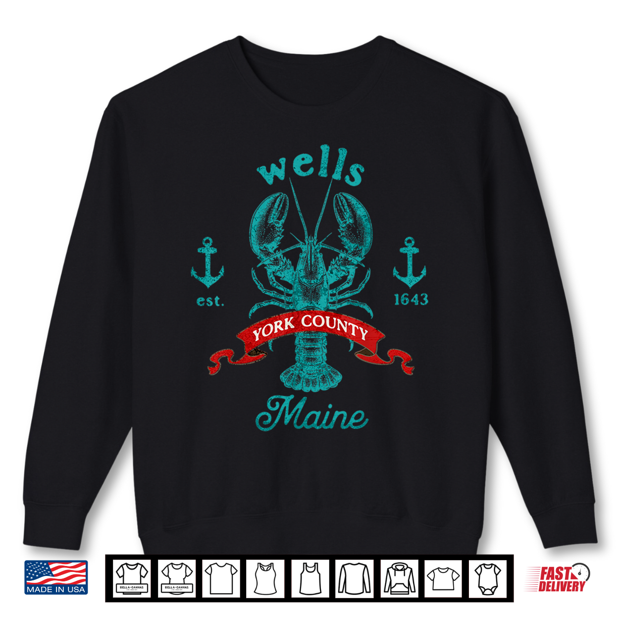 Wells Maine Blue Nautical Lobster Vintage Vacation Souvenir Shirt Wells Maine Blue Nautical Lobster Vintage Vacation Souvenir Shirt