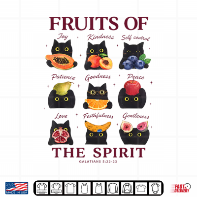 Fruits Of The Spirit Cute Black Cats Bible Verse Shirt 4 Design Fruits of The Spirit Cute Black Cats Bible Verse Shirt