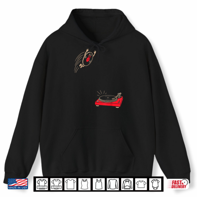 Record Flop Funny Retro Vinyl Jumping Onto A Turntable Shirt 1 Hoodie Record Flop Funny Retro Vinyl Jumping onto A Turntable Shirt