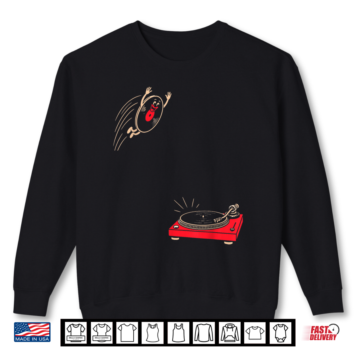 Record Flop Funny Retro Vinyl Jumping Onto A Turntable Shirt Record Flop Funny Retro Vinyl Jumping Onto A Turntable Shirt