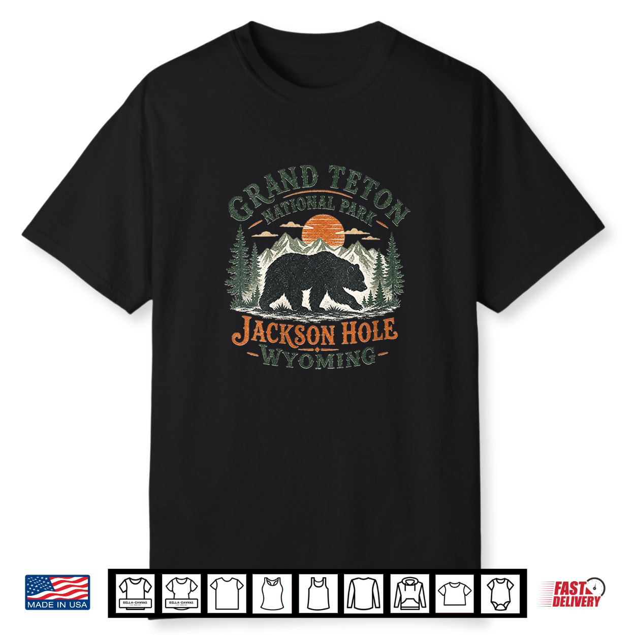 Bear Silhouette In Vintage Grand Teton National Park Shirt Bear Silhouette In Vintage Grand Teton National Park Shirt