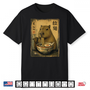 Cute Capybara Ramen Noodles Japanese Food Animal Kids Shirt