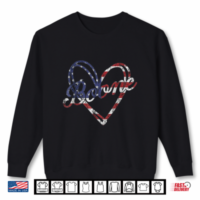 Sweatshirt Boone Heart American Flag Distressed Vintage Patriotic Shirt