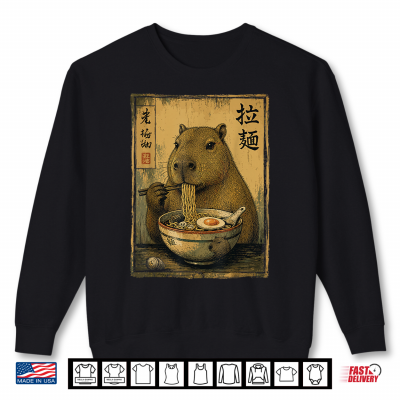 Sweatshirt Cute Capybara Ramen Noodles Japanese Food Animal Kids Shirt