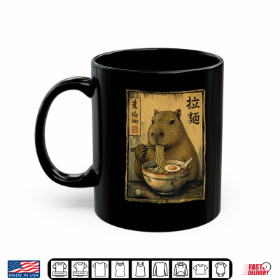 Mug Cute Capybara Ramen Noodles Japanese Food Animal Kids Shirt