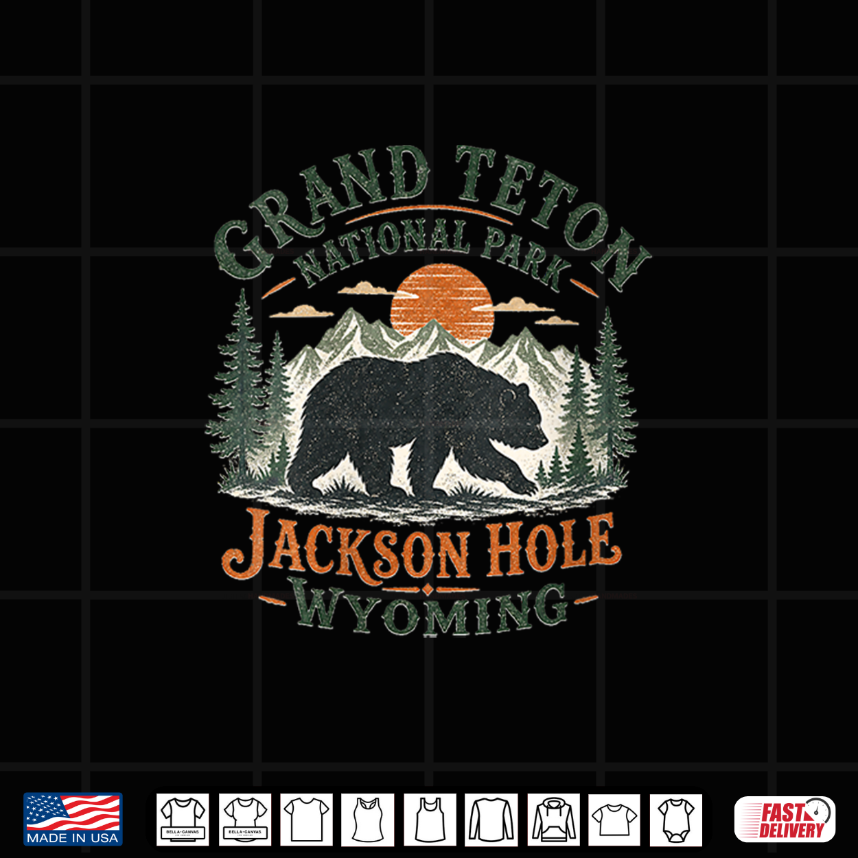 Bear Silhouette In Vintage Grand Teton National Park Shirt Bear Silhouette In Vintage Grand Teton National Park Shirt