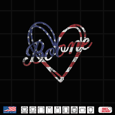 Design Boone Heart American Flag Distressed Vintage Patriotic Shirt