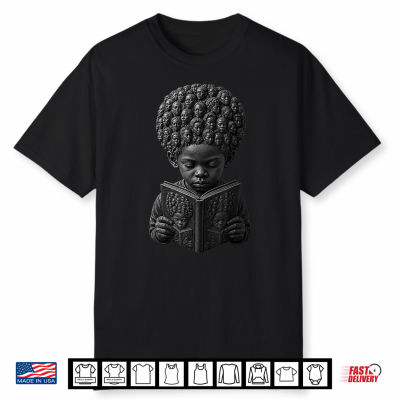 Black Boy Reading Book Afro Hair Art Ancestors Look Shirt