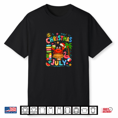 Christmas In July Santa Crab Colorful Costume Summer Shirt