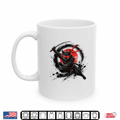 Black Ninja Cat Warrior Japanese Ink Katana Graphic Shirt 3 Mug Black Ninja Cat Warrior Japanese Ink Katana Graphic Shirt