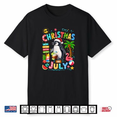 Christmas In July Santa Penguin Colorful Costume Summer Shirt