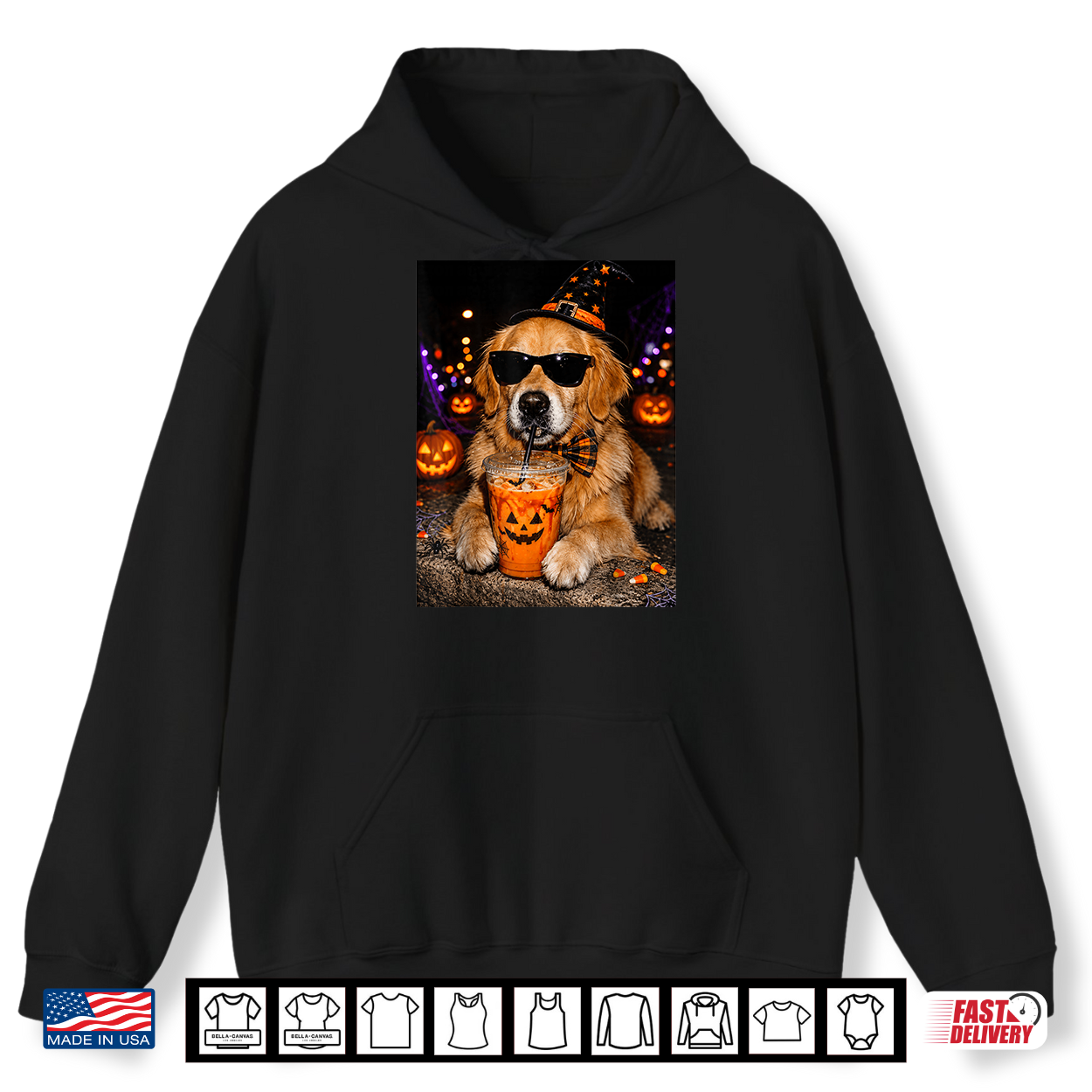 Golden Retriever Drinking Iced Coffee Funny Halloween Dog Shirt Golden Retriever Drinking Iced Coffee Funny Halloween Dog Shirt