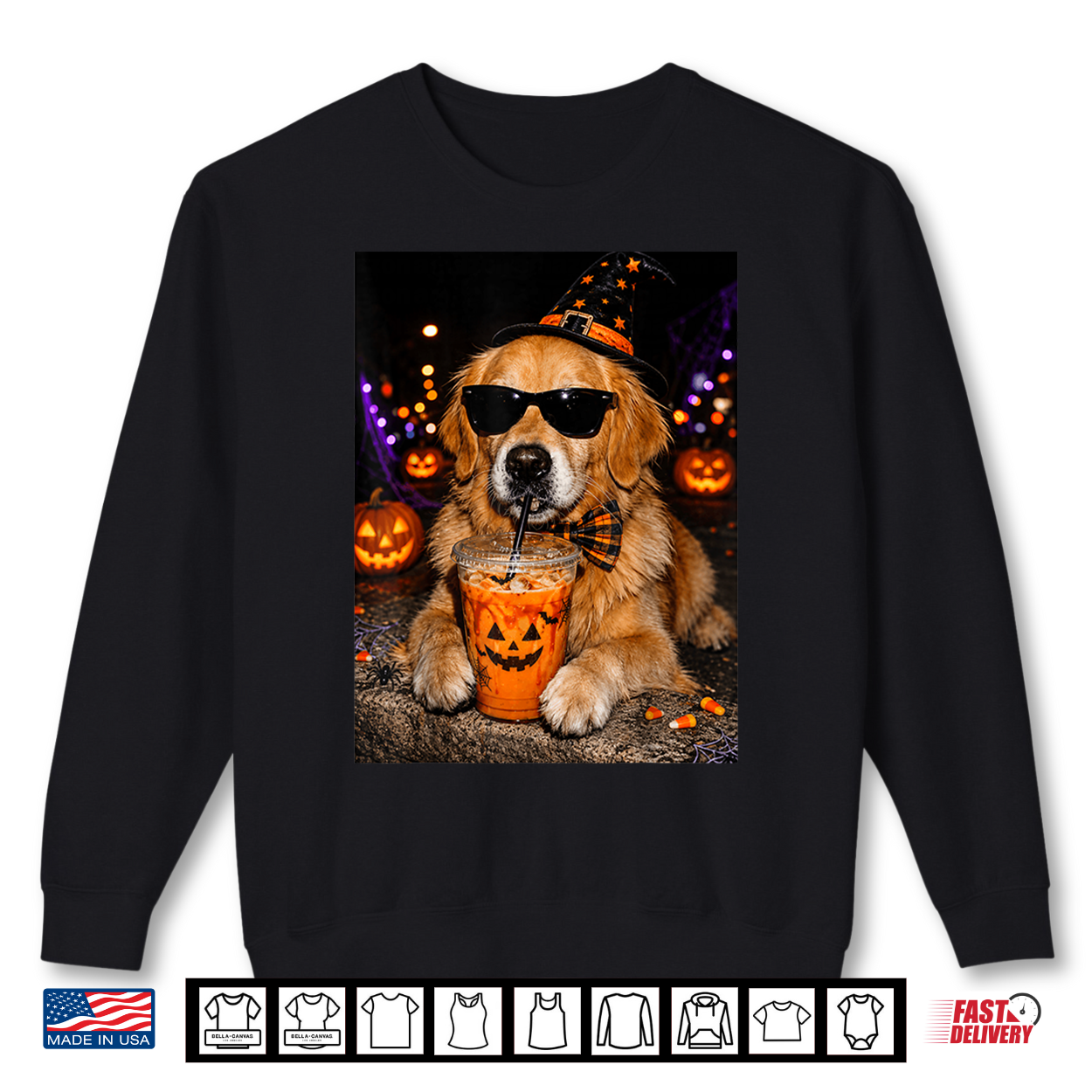 Golden Retriever Drinking Iced Coffee Funny Halloween Dog Shirt Golden Retriever Drinking Iced Coffee Funny Halloween Dog Shirt