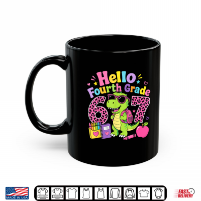 Mug Hello Fourth Grade 67 T Rex Pink Leopard First Day of School Shirt