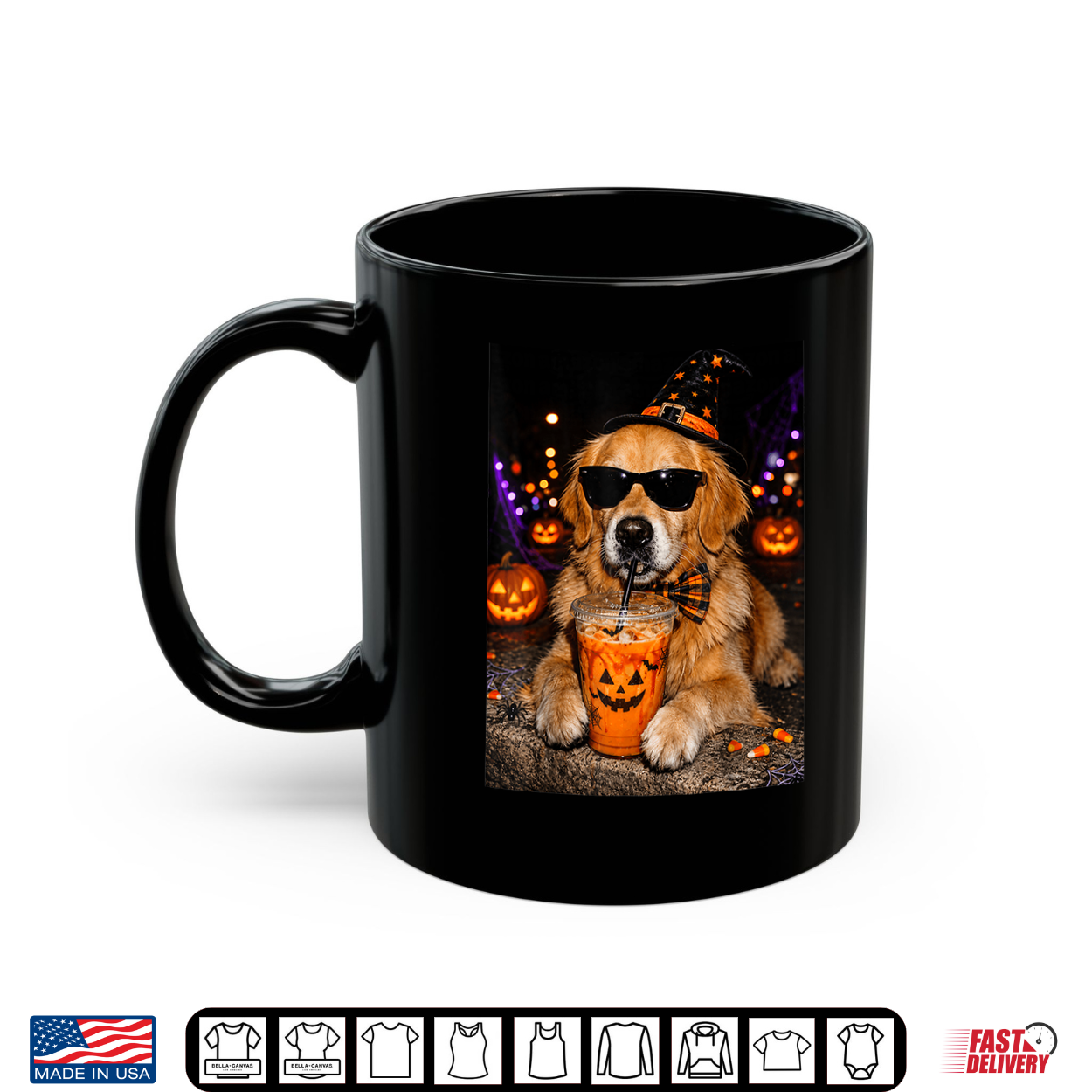 Golden Retriever Drinking Iced Coffee Funny Halloween Dog Shirt Golden Retriever Drinking Iced Coffee Funny Halloween Dog Shirt