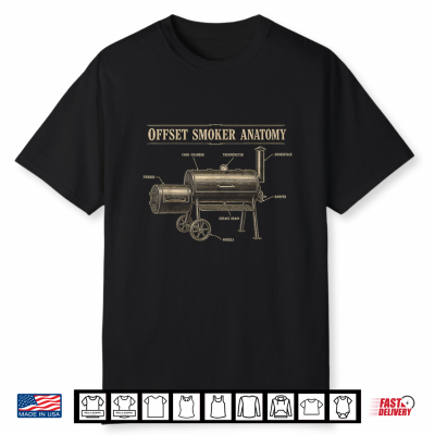 Offset Smoker Anatomy Bbq Barbecue Patent Diagram Shirt