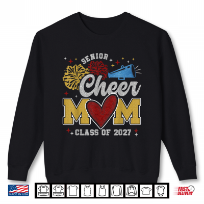 Sweatshirt Senior Cheerleader Mom Cheer Class of 2027 Graduation Women Shirt