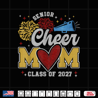 Design Senior Cheerleader Mom Cheer Class of 2027 Graduation Women Shirt