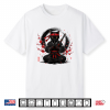 Black Ninja Cat Meditating With Katana Japanese Ink Art Shirt