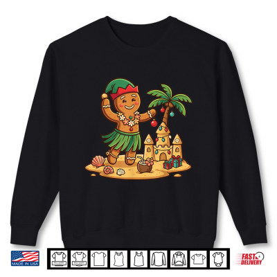Sweatshirt Christmas in July Gingerbread Man Tropical Beach Shirt