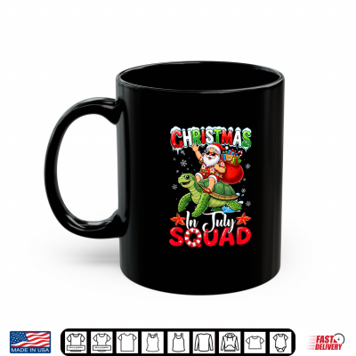 Mug Christmas in July Squad Funny Hawaiian Santa Riding Turtle Shirt