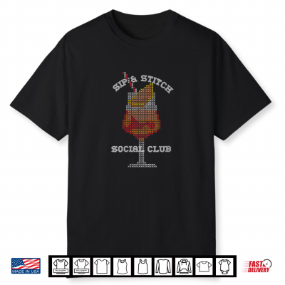 Cross Stitch Needlepoint Sip And Stitch Social Club Shirt