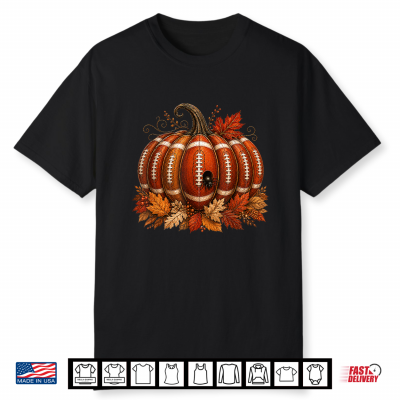 Fall Football Pumpkin Spider Leaves Men Women Kid Shirt