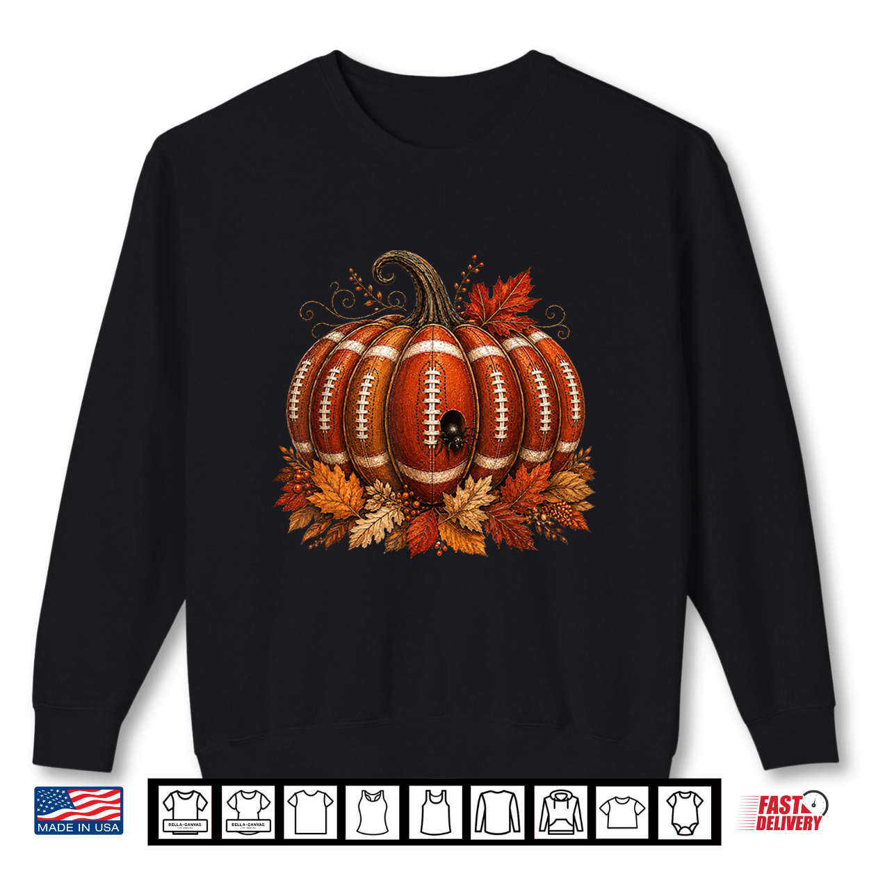 Fall Football Pumpkin Spider Leaves Men Women Kid Shirt Fall Football Pumpkin Spider Leaves Men Women Kid Shirt