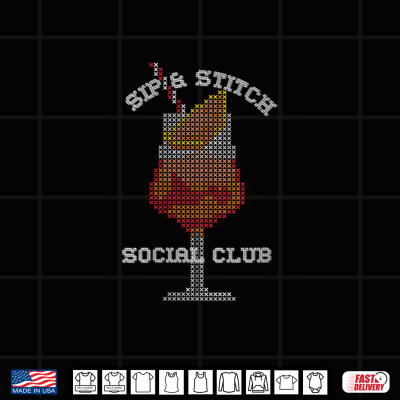 Cross Stitch Needlepoint Sip And Stitch Social Club Shirt 4 Design Cross Stitch Needlepoint Sip and Stitch Social Club Shirt