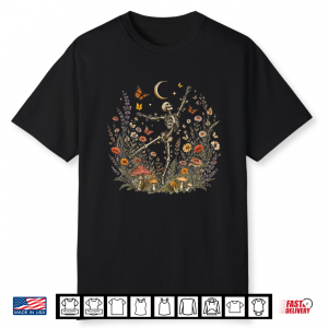 Skeleton Dancing Arabesque Wildflower Botanical Cottagecore Shirt