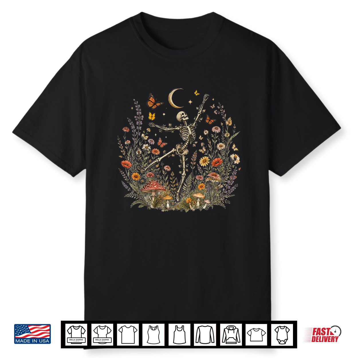 Skeleton Dancing Arabesque Wildflower Botanical Cottagecore Shirt Skeleton Dancing Arabesque Wildflower Botanical Cottagecore Shirt