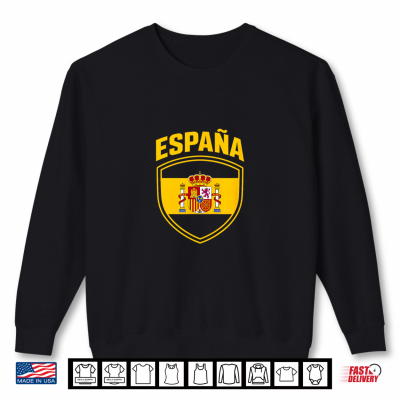 Sweatshirt Spain Flag Vintage Shirts for Men Women Kids Patriotic Shirt