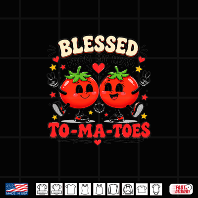 Design Blessed from My Head to ma Toes Christian Tomato Bible Verse Premium Tri Blend Shirt
