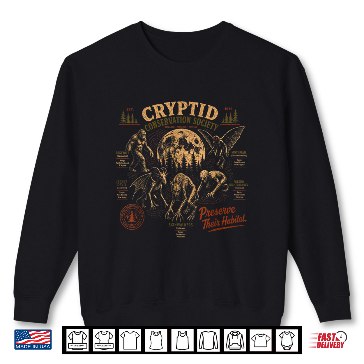 Cryptid Conservation Society Bigfoot Mothman Spooky Nature Shirt Cryptid Conservation Society Bigfoot Mothman Spooky Nature Shirt