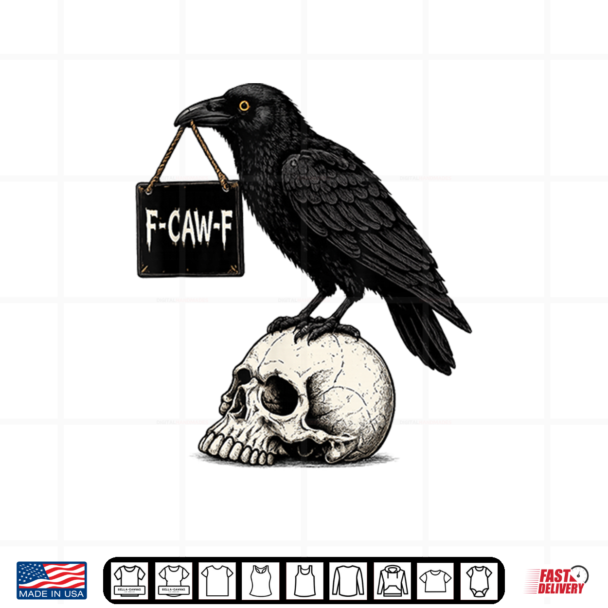 F Caw F Funny Raven Skull Halloween Gothic Graphic Shirt F Caw F Funny Raven Skull Halloween Gothic Graphic Shirt